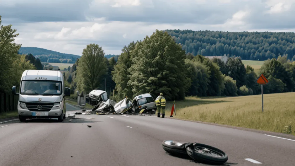 Accident grav în Germania: Motociclist rănit după coliziunea cu o furgonetă
