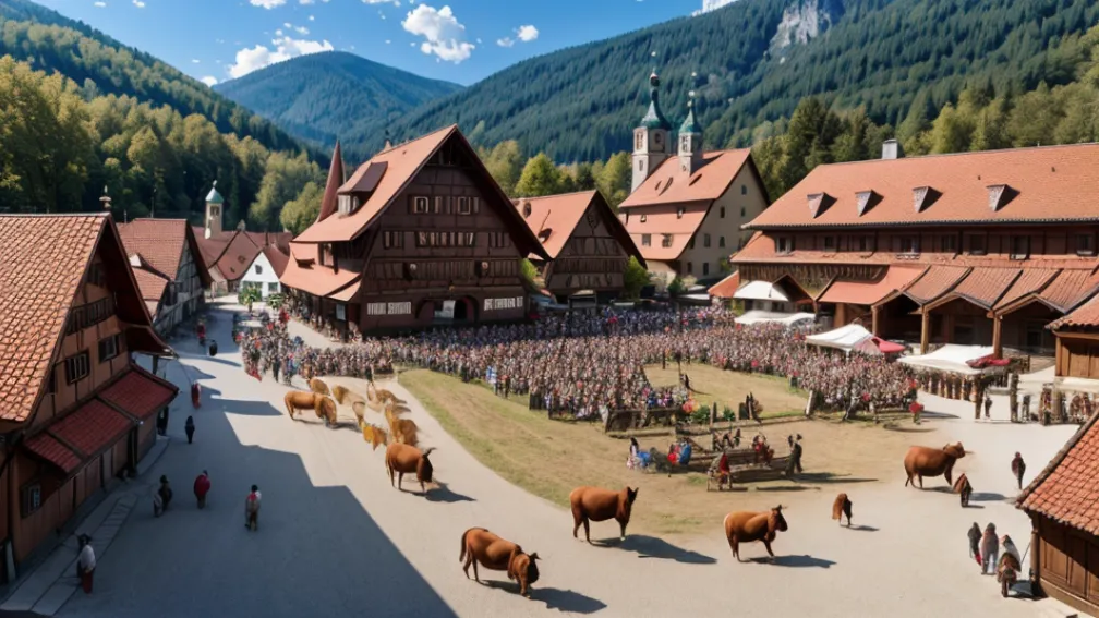 Cursă de boi în Bavaria: Fermiera Vroni și taurul său Ferdinand, protagoniștii unui eveniment tradițional