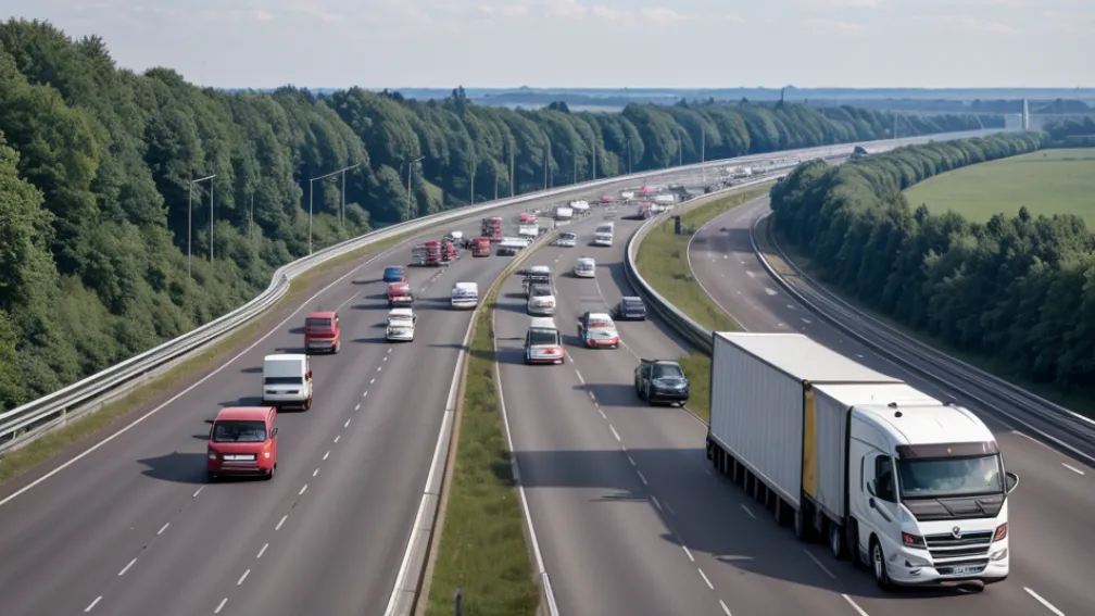 Ambuteiaj de 6 km pe autostrada A3 lângă Köln: O dubă s-a răsturnat, iar un camion s-a blocat