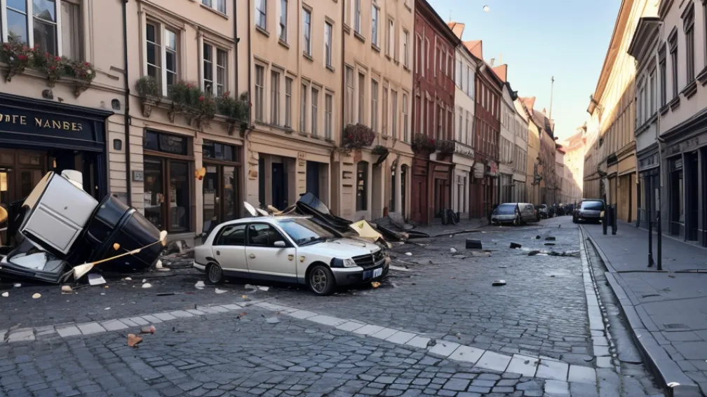 Șofer beat a provocat haos în centrul orașului Koblenz, intrând în zona pietonală și lovind mobilierul cafenelelor