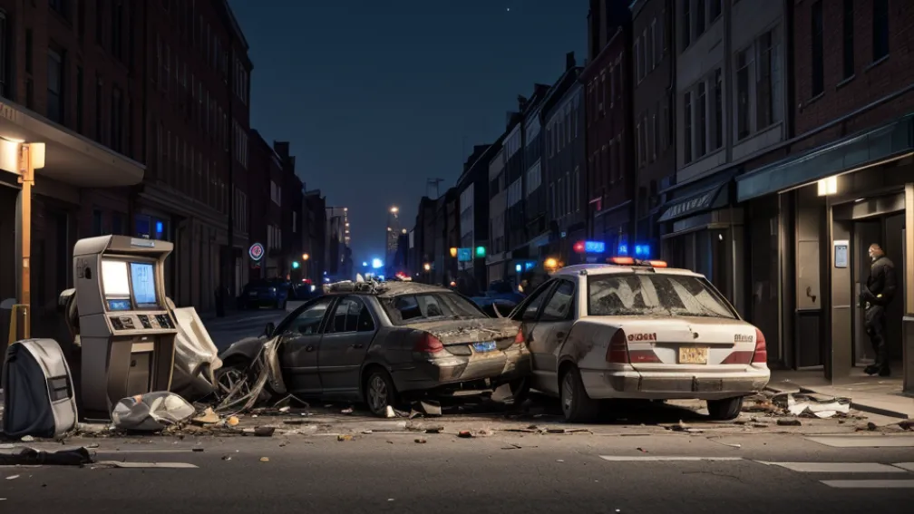 Explozie la un bancomat în Hamburg: Hoții au fugit pe jos după ce poliția le-a blocat mașina, lăsând în urmă o geantă cu bani
