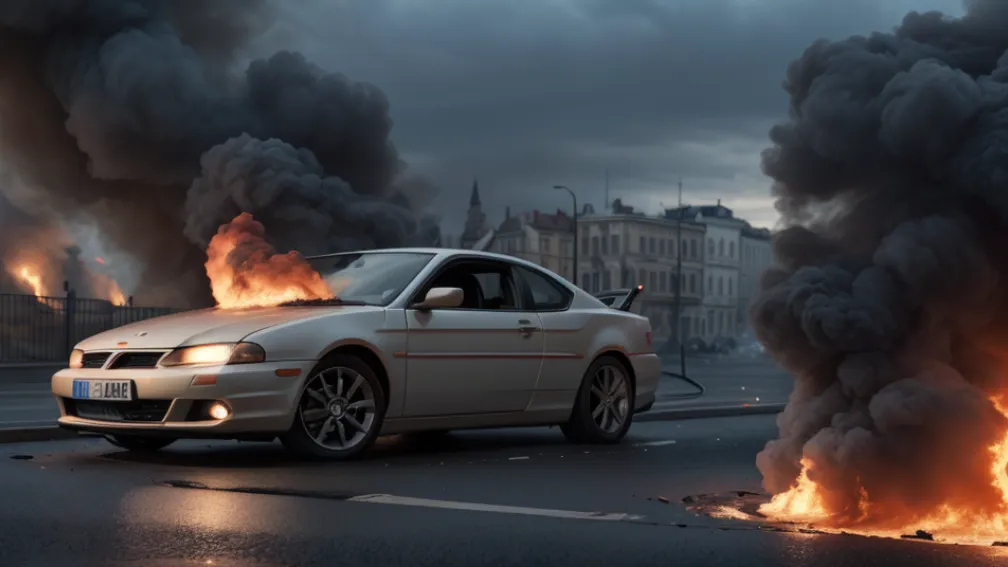 Mașină Seat Leon mistuită de flăcări în Germania: pagube considerabile