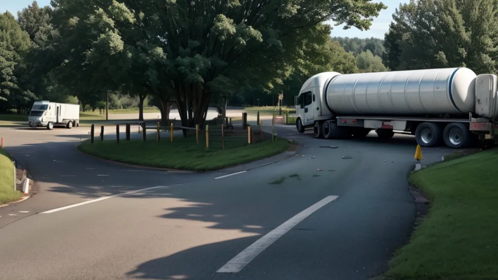 Accident în Germania: o cisternă cu lapte s-a răsturnat, 20.000 de litri s-au vărsat într-o curte
