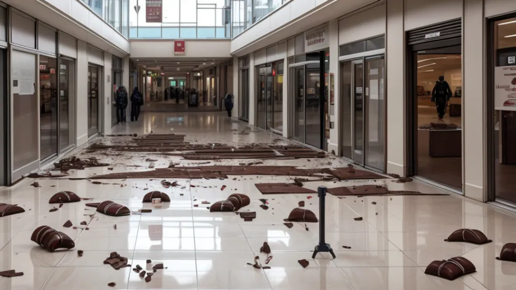 Hoț de ciocolată agresiv prins într-un mall din Germania, a atacat un martor