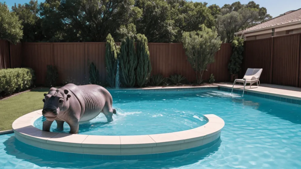 Hipopotamul a transformat piscina în cadă XXL: Salvarea animalului, creativă dar distructivă