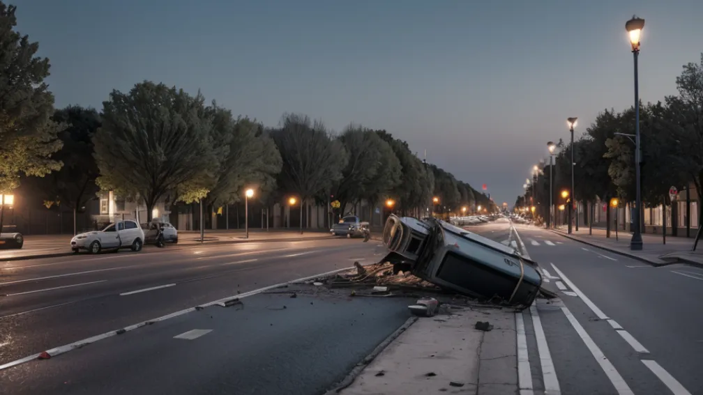Accident în Ulm: Un camion a doborât un stâlp de iluminat, un pieton a fost rănit ușor