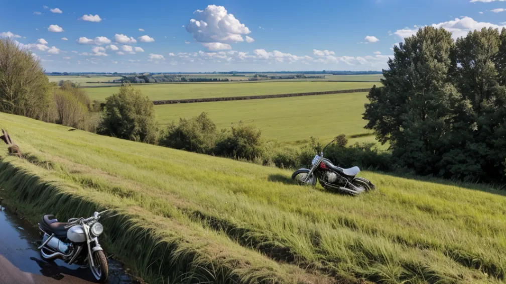 Accident în Germania: Motociclist de 65 de ani a căzut cu motocicleta într-un şanţ lângă Fulda