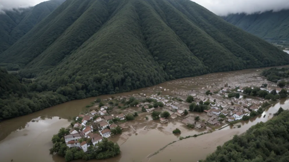 Sat elvețian înghițit de ape: Blatten, inundat complet după o alunecare de teren, 300 locuitori evacuați
