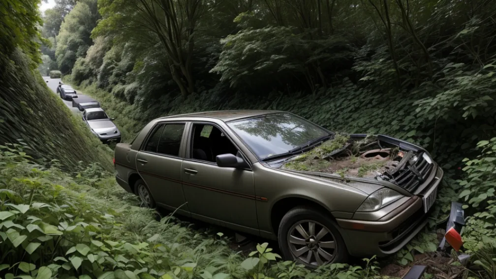 Accident grav în Germania: Mașină condusă sub influența alcoolului a căzut 10 metri de pe versant, doi răniți grav