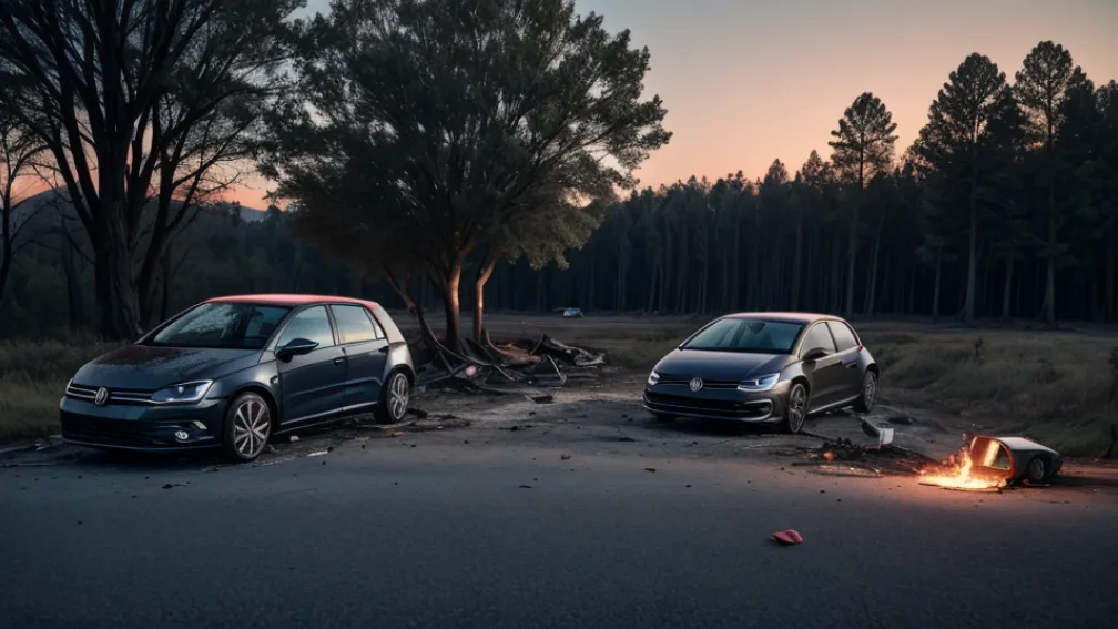 Tragedie rutieră în Germania: o persoană a ars de vie într-un VW Golf de 333 CP după ce a lovit un copac