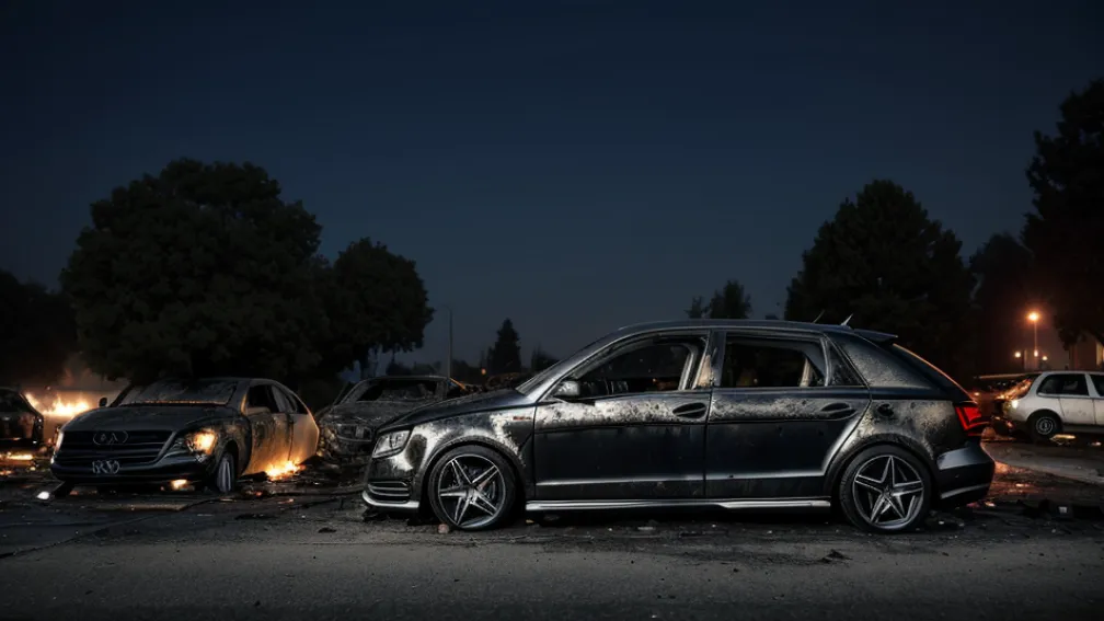 Incendiu la un Audi în Bremen: Flăcările au avariat și alte două mașini, poliția investighează o posibilă incendiere