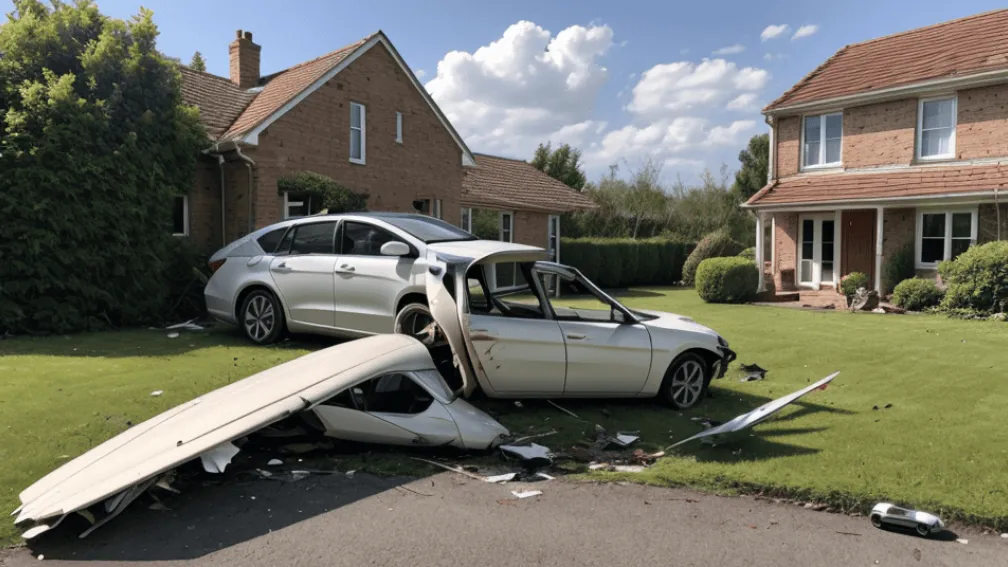 Accident cu model de planor în Germania: a lovit mașini și o casă