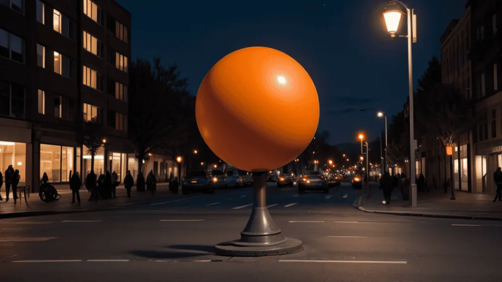 Sculptură de două tone s-a rostogolit pe stradă în Germania, avariind un stâlp și un semn rutier