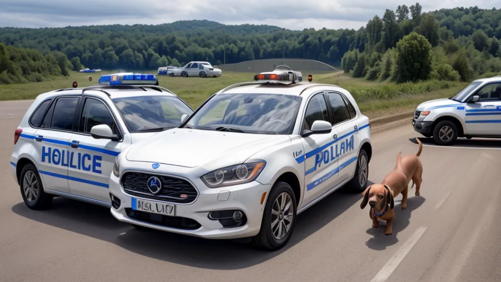 Un român prins la granița Germaniei cu Cehia cu șapte căței de teckel de contrabandă