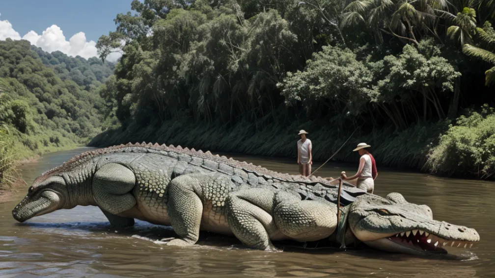 Salvare impresionantă pe râul Batu Pahat: 12 bărbați și pompieri au imobilizat un crocodil gigant de 400 kg