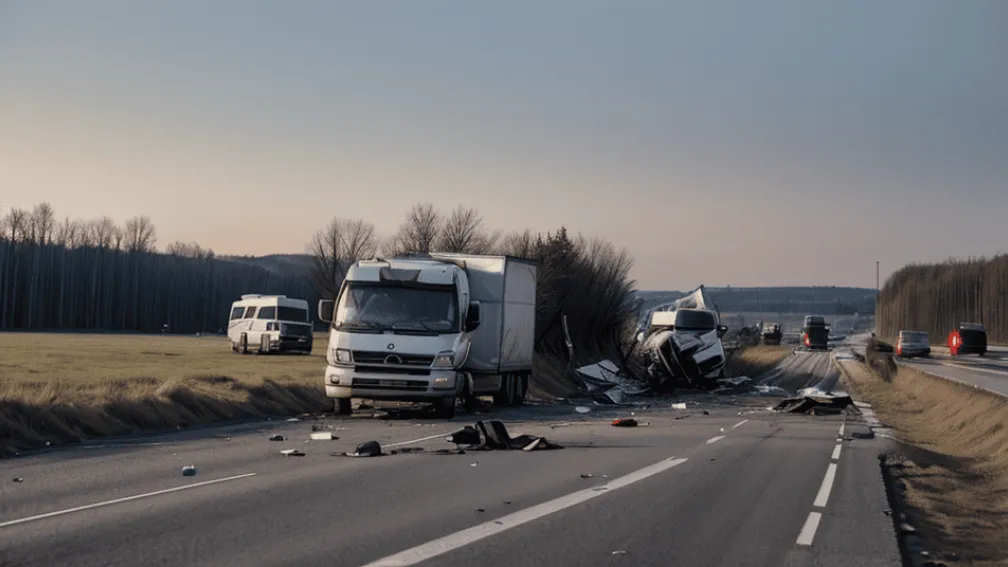 Accident grav pe autostrada A23 din Germania: Microbuzul a intrat într-un TIR și a ars complet, șoferul e în stare critică