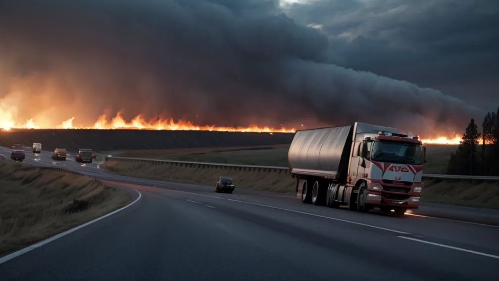 Accident grav pe A7 în Germania: Camion incendiat, șoferul a scăpat din flăcări
