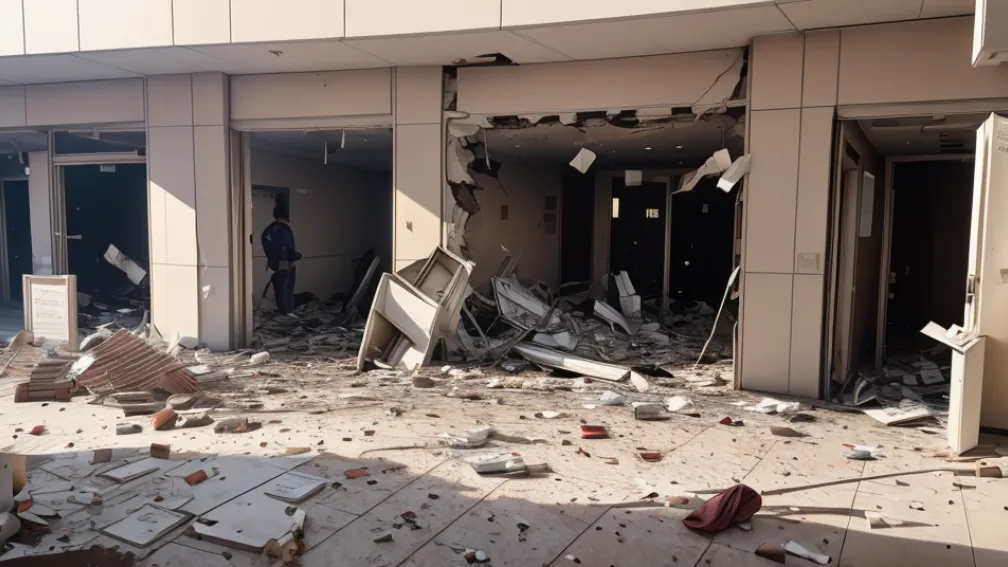 Explozie la bancomat în Dillenburg: Hoţii au fugit cu bani dintr-un centru comercial