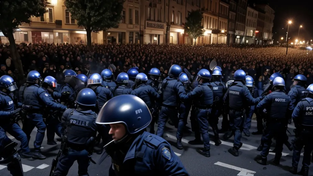 Atac brutal asupra poliției în Berlin: ofițer grav rănit la demonstrație, peste 50 de arestări