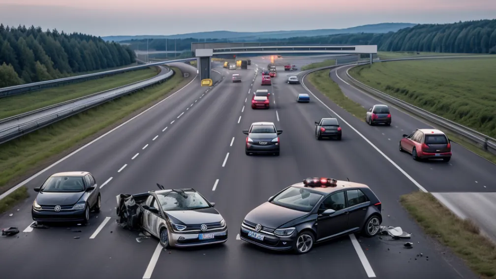 Accident grav pe autostrada A2 din Germania: Un VW Golf a lovit un TIR în timpul depășirii, șoferul este grav rănit