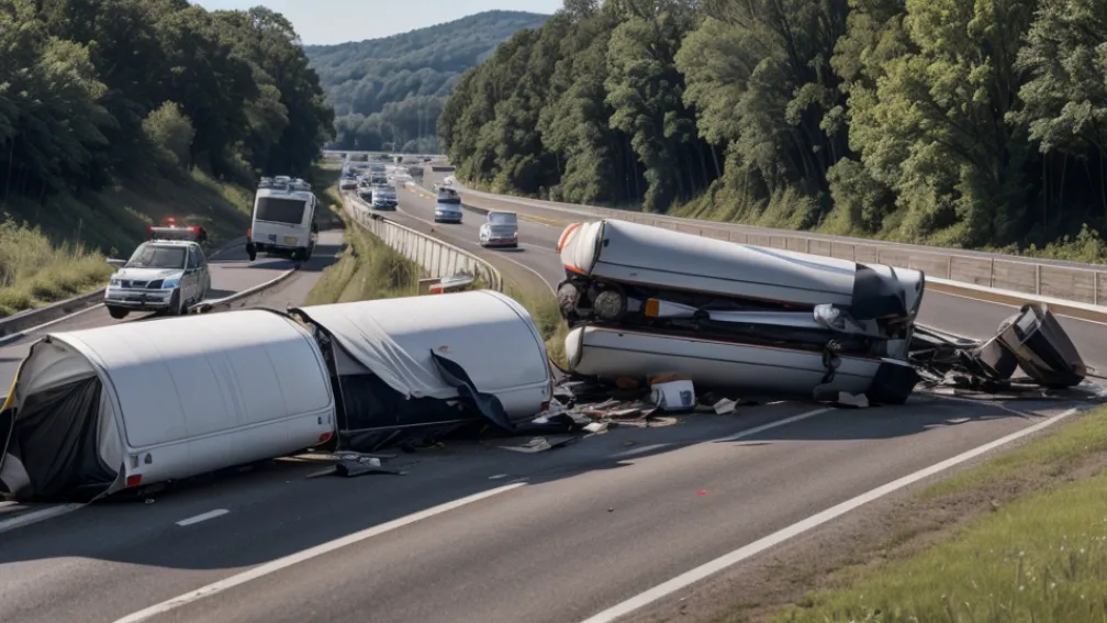 Accident pe autostrada A6 în Germania: O remorcă răsturnată a blocat traficul