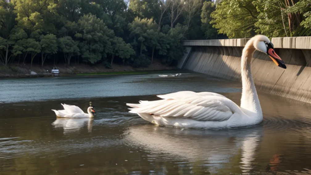 Vameșii germani au salvat o lebădă rănită pe râul Rin, lângă Iffezheim