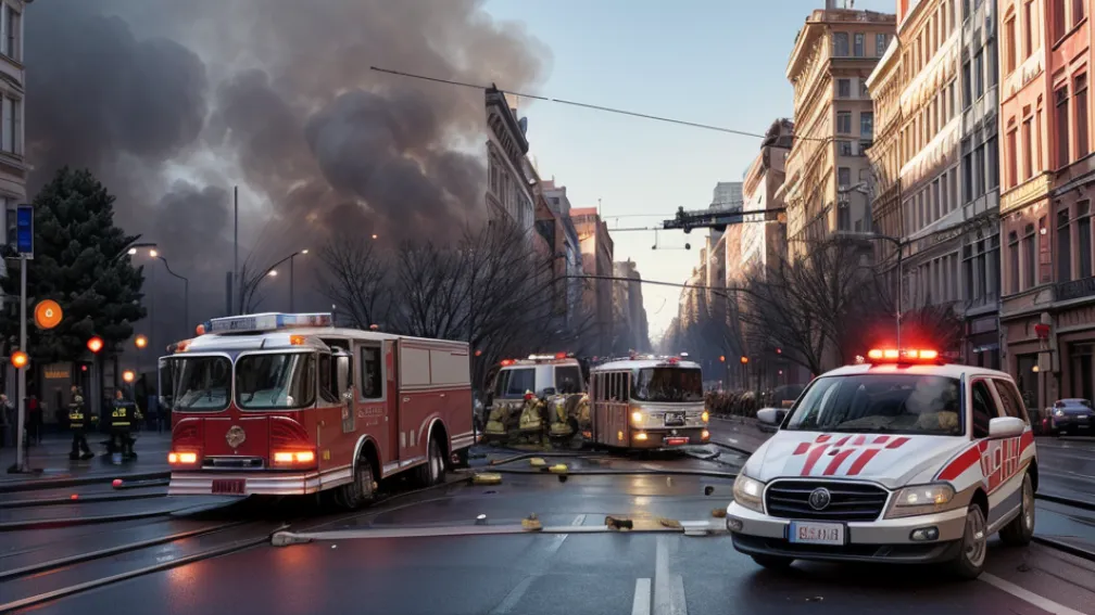 Accident grav în Germania: Mașină lovită de tramvai în Duisburg, mai mulți răniți și spectatori curioși