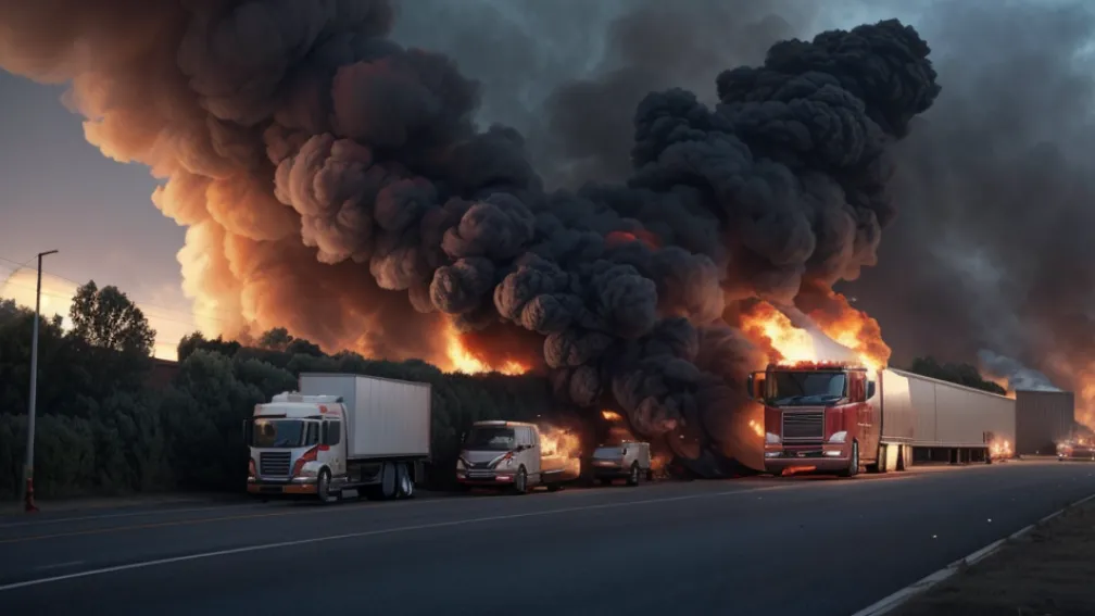 Incendiu violent la un camion în Germania: Șoferul rănit grav la Marbach am Neckar