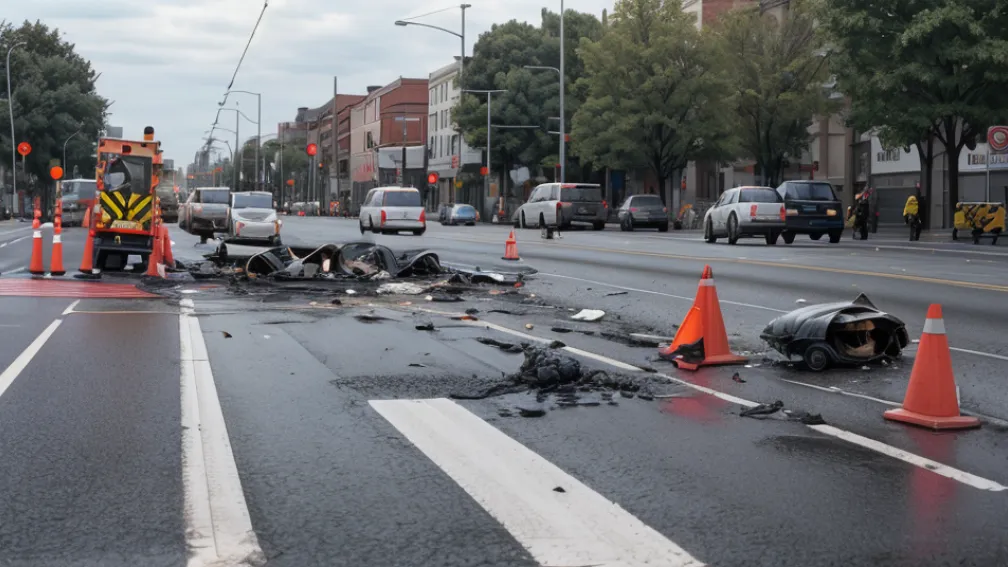 Accident în Ulm: Un Opel a lovit un separator de trafic și a pierdut ulei pe șosea, pagube estimate la mii de euro