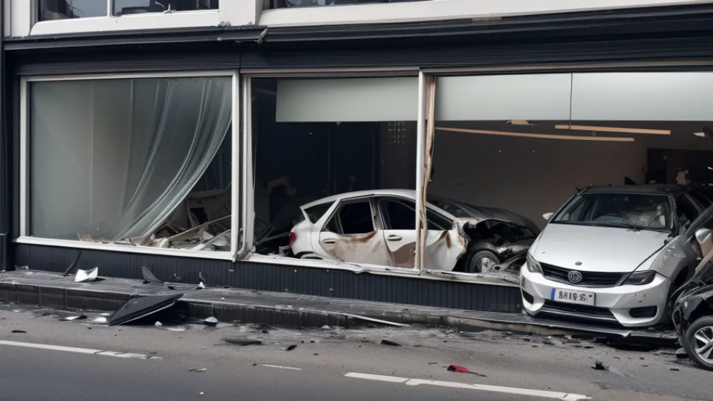 Șofer începător a intrat cu mașina într-o vitrină în Augsburg, Germania