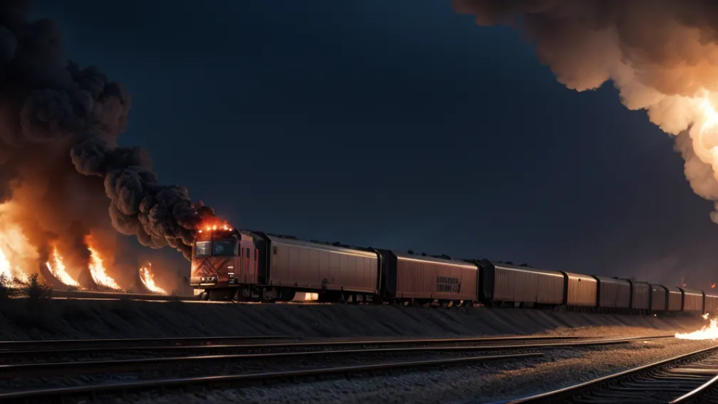 Incendiu la un tren de mașini în Germania a paralizat traficul feroviar lângă Offenburg