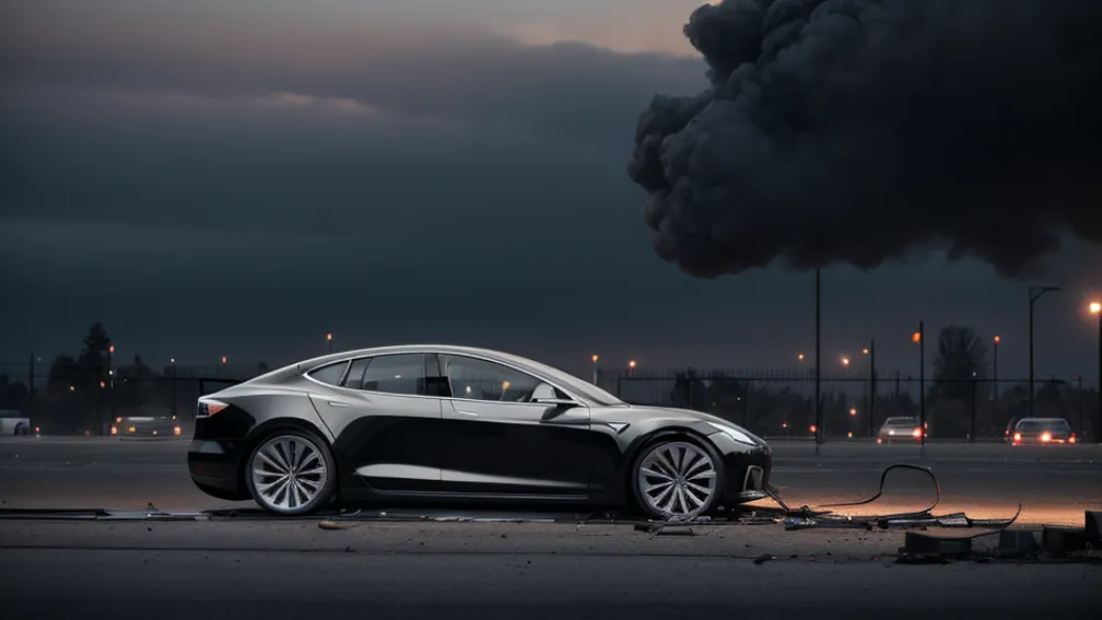 O Tesla a luat foc în Berlin: Mașina electrică, distrusă complet – se investighează o posibilă incendiere
