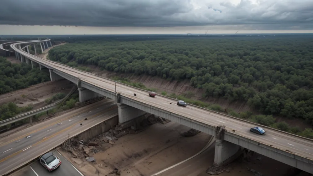 Scene incredibile în Texas: Șoferi au trecut pe lângă un pod prăbușit