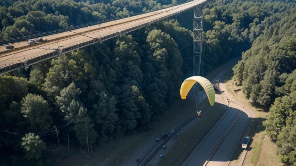 Parapantist blocat în cablurile electrice deasupra căii ferate în Germania