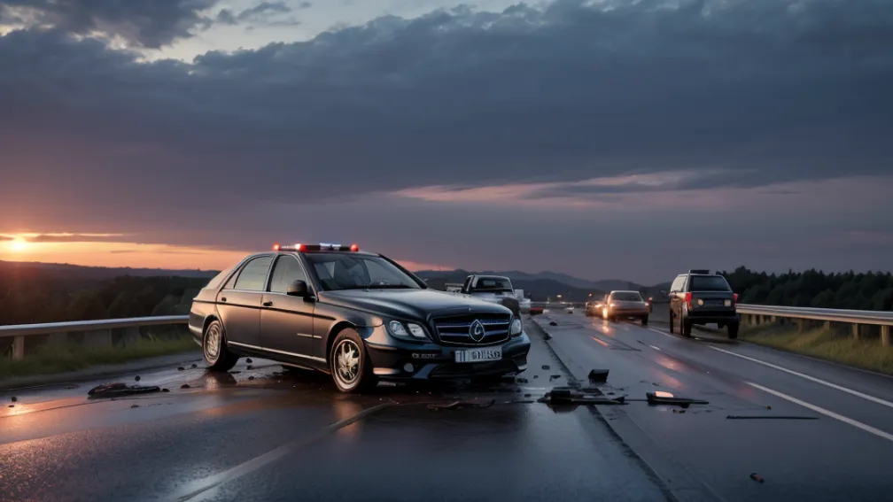 Accident grav pe autostrada A52 în Germania: Un Mercedes s-a răsturnat, șoferul în stare critică