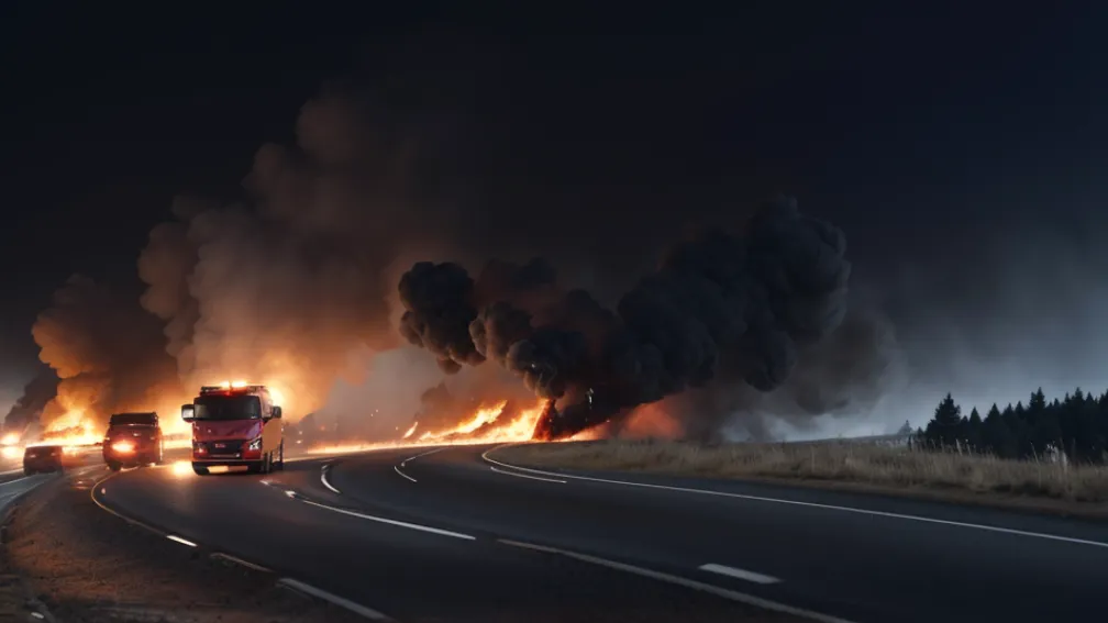 Incendiu pe autostrada A45 din Germania: O mașină a ars complet, provocând blocarea traficului