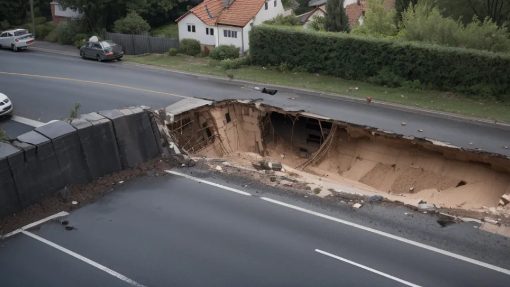 Groapă imensă în asfalt: O stradă s-a prăbușit brusc într-un cartier rezidențial din Germania