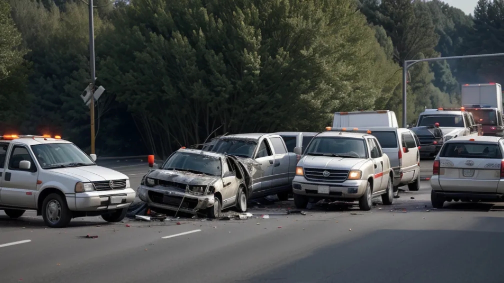 Accident grav lângă Lüneburg, Germania: Un TIR a strivit o mașină sub altul, trei răniți grav
