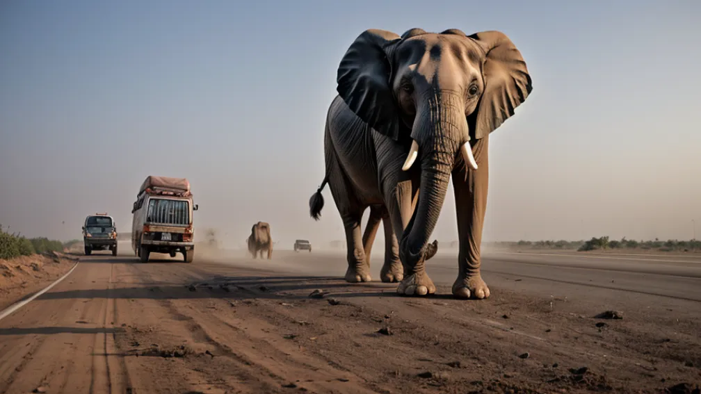 Elefantul a provocat panică și haos pe o autostradă din India