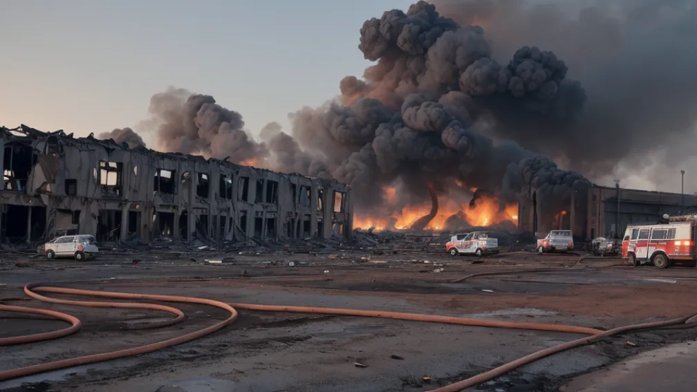 Incendiu devastator în Germania: O hală de producție din Werther, complet distrusă de flăcări
