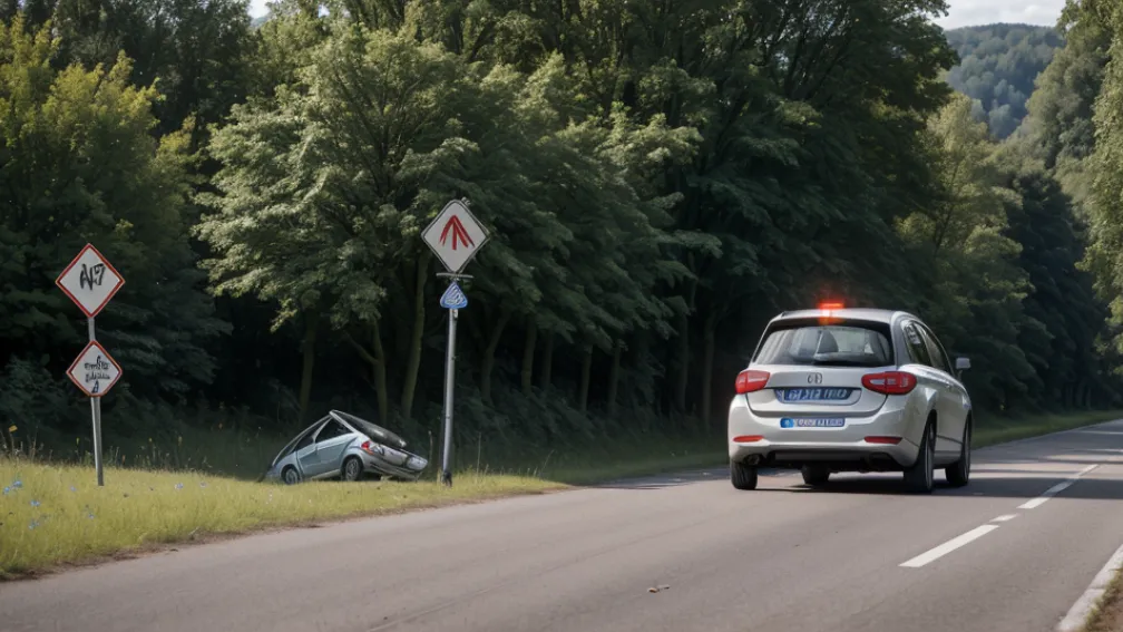 Pasager beat în Germania, a furat mașina și s-a izbit de un semn rutier