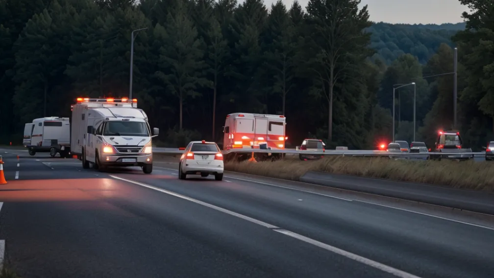Accident grav pe A29 în Germania: O dubă s-a răsturnat după impact, doi răniți grav