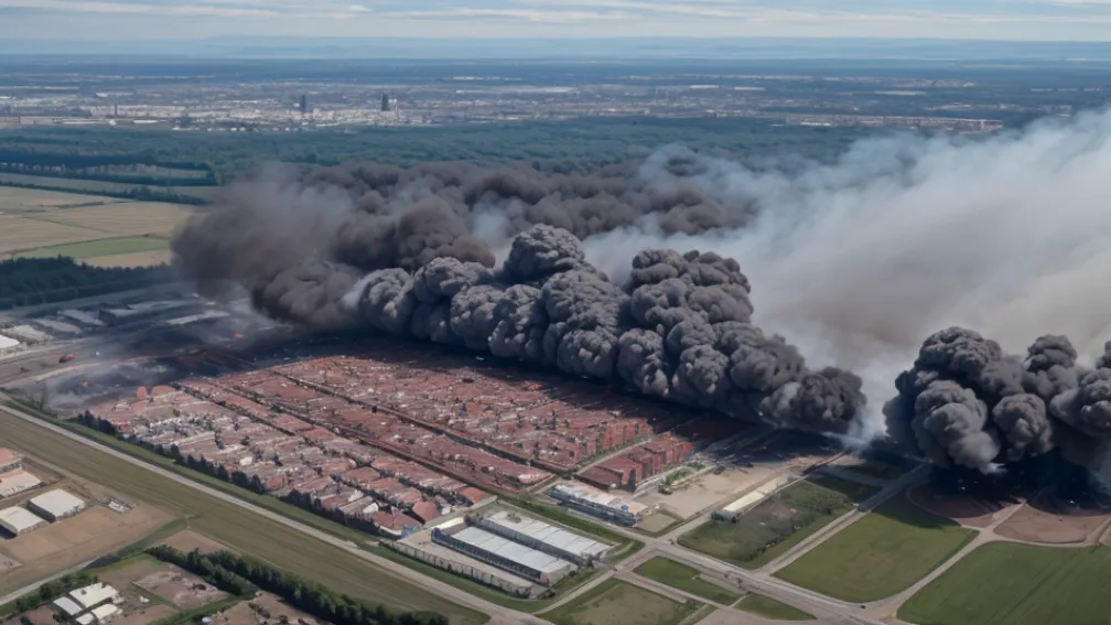 Incendiu major la un depozit în Velbert, Germania: fum gros și străzi blocate