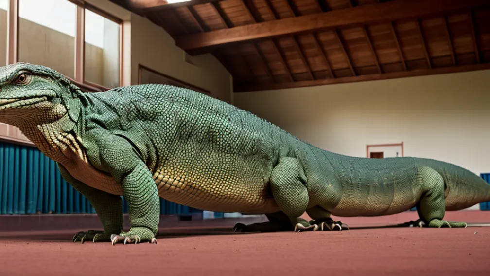 Panică la școală: Un varan de 1,5 metri a intrat în sala de sport în timpul competiției