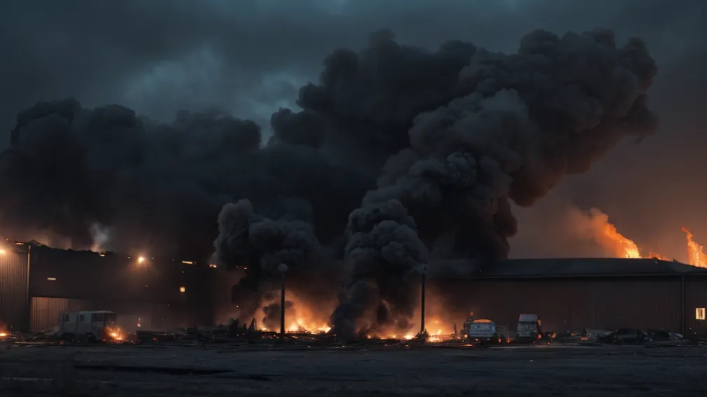 Incendiu devastator în Lengerich: Un depozit cu autovehicule și sală de sport a ars complet