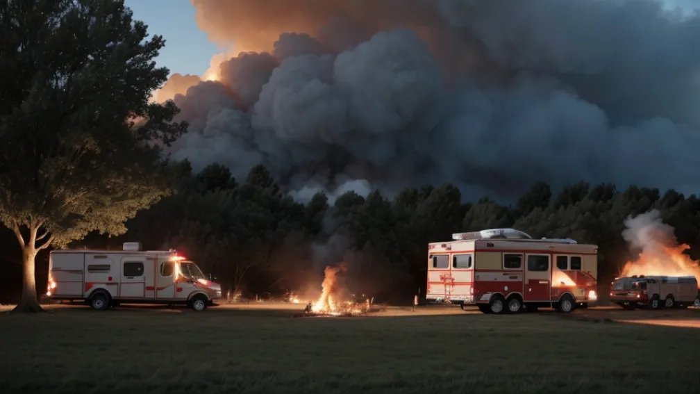Incendiu major în Germania: Focul de la un gard viu s-a extins la o rulotă