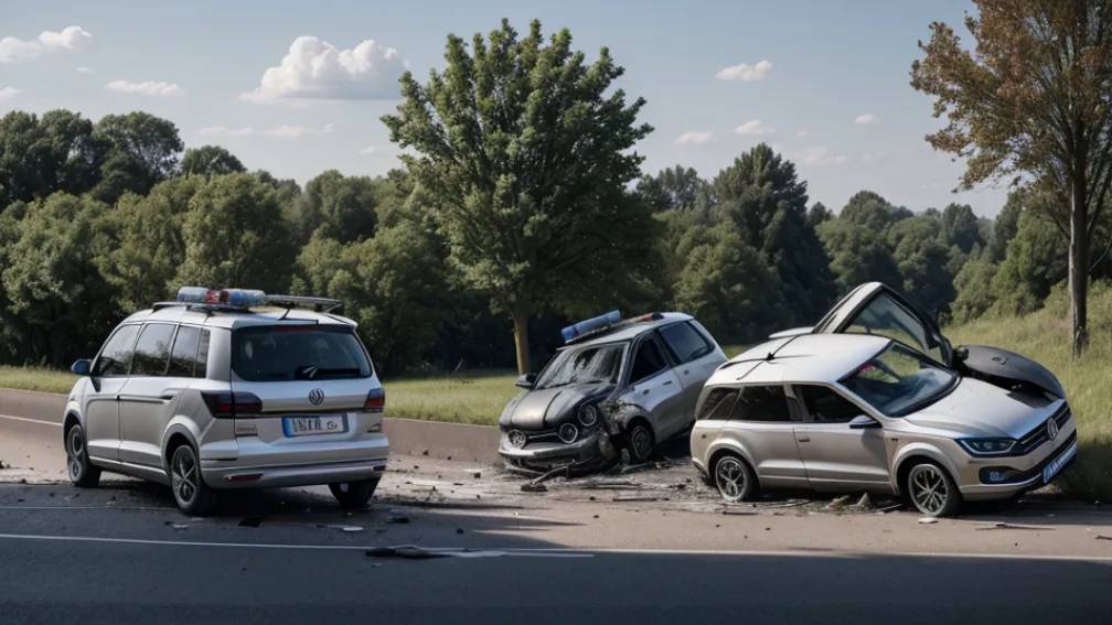 Accident incredibil în Germania: o mașină a zburat 50 de metri pe autostrada A66
