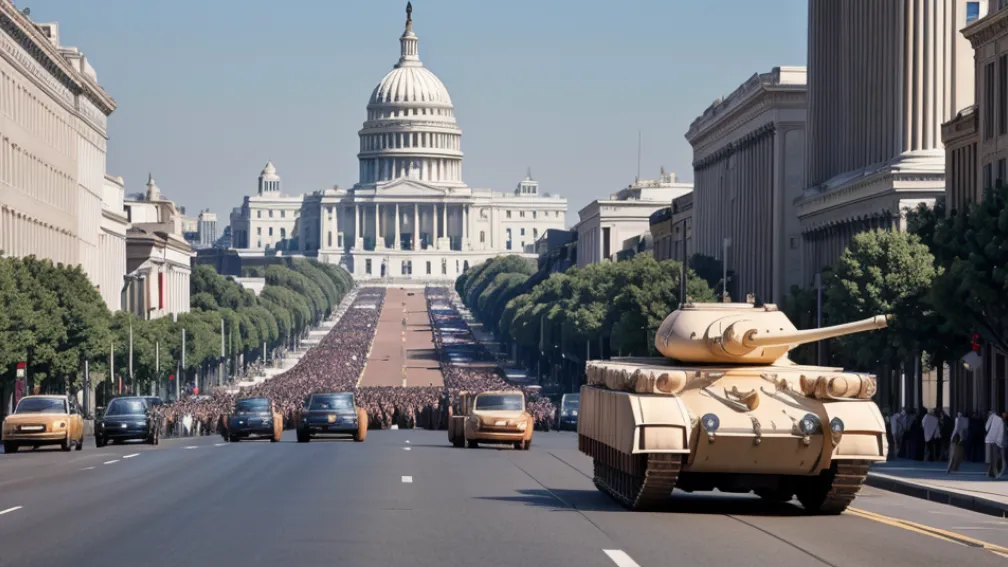 Zeci de tancuri americane pe străzile din Washington: Explicația din spatele imaginilor neobișnuite