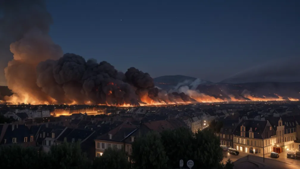 Incendiu major în Germania: Cel puțin cinci case ard în centrul vechi din Villingen-Schwenningen