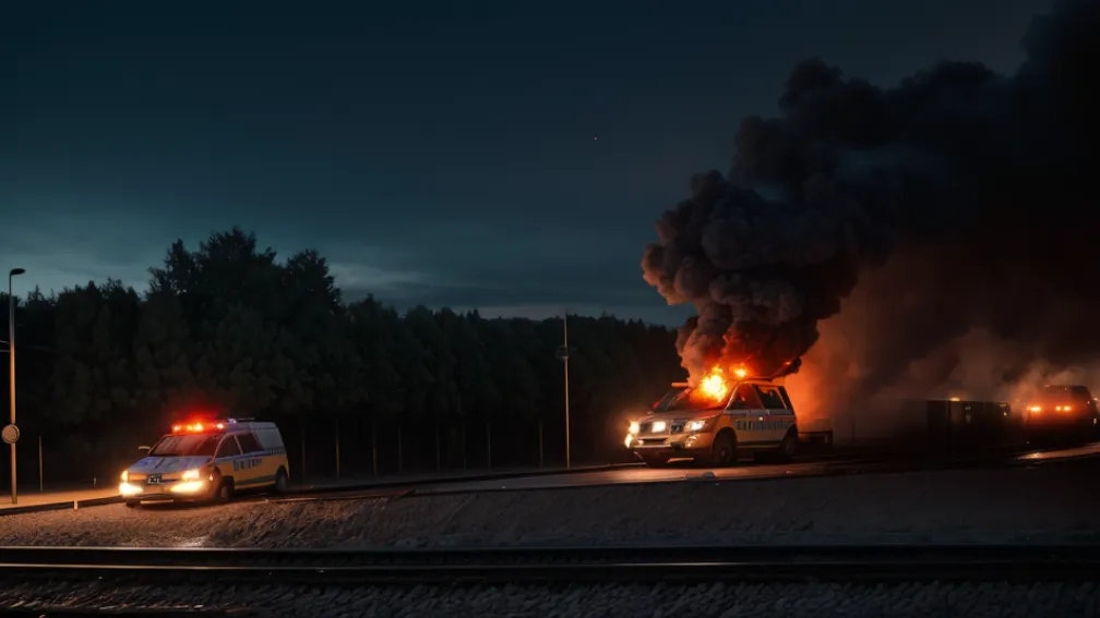 Mașină de poliție incendiată lângă gara principală din Recklinghausen, Germania
